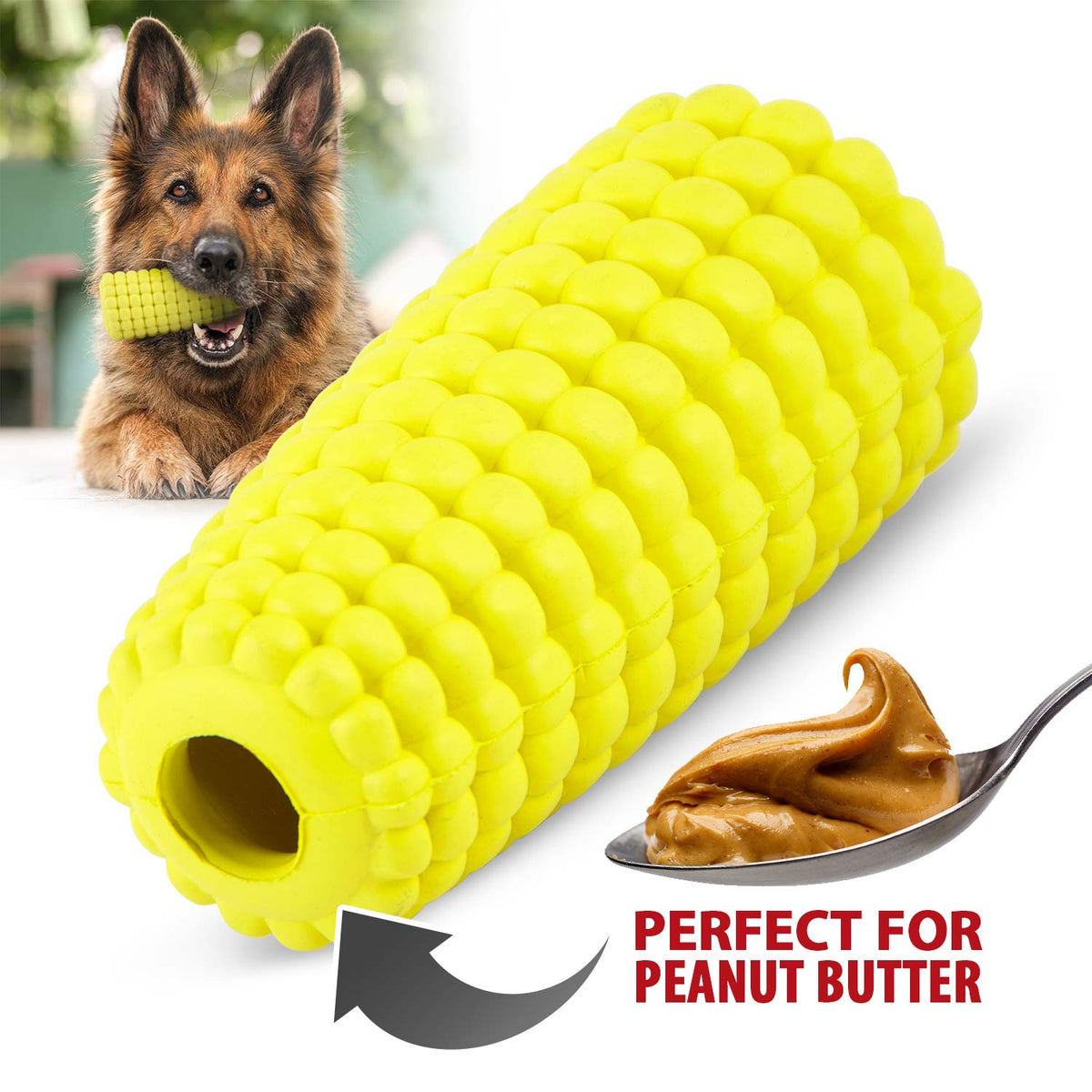Jeffers Corn Cob Natural Rubber Stuffable Treat Dispenser Dog Dental Chew Toy