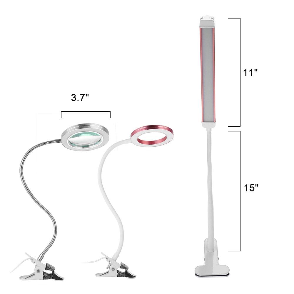 Magnifier Nail Beauty Light Tattoo Clip Light USB Table Lamp Flexible LED Desk Lamp Student Book Lights Study Lamp Reading Light Decorative Table Lamp Cute Study Lamps for Bedroom Décor