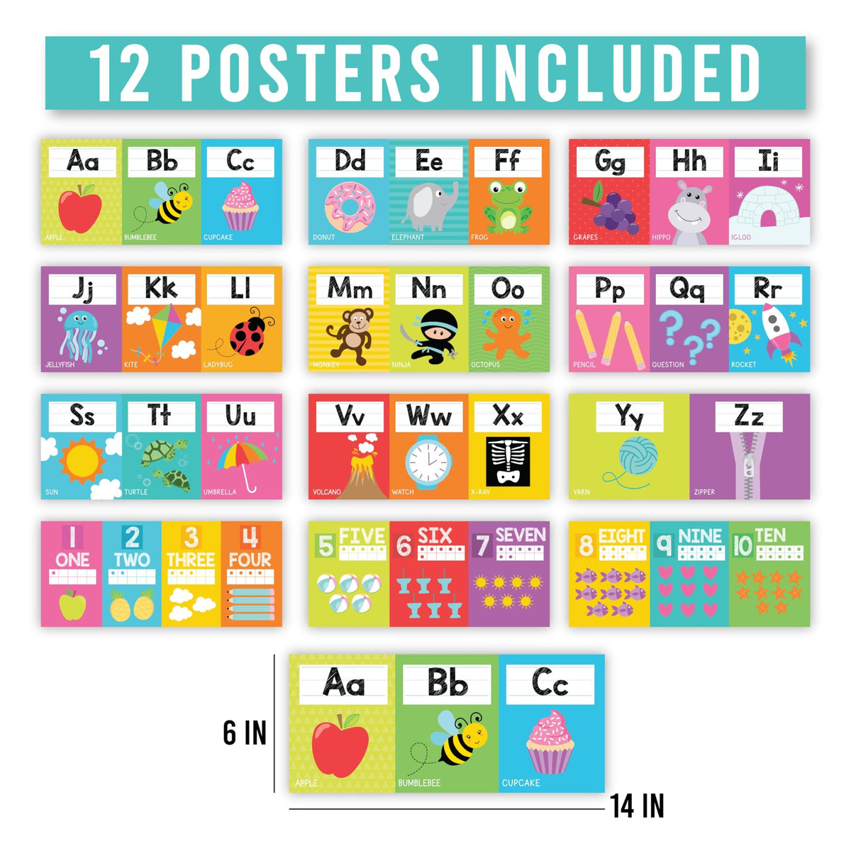 Letters & Numbers Jumpstart Kit: Colorful 12 Poster Pack