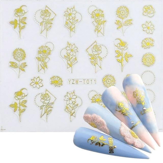 Nail Stickers for Manicure Nail Sticker Sliders For Nails Decal Self-adhesive Nails Figures Transfer Black Accessories Sliders Manicure Decoration 3D Nail Supplies Holographic Decals Transfer Sliders Nail Design Manicures Nail Self-Adhesive Sticker