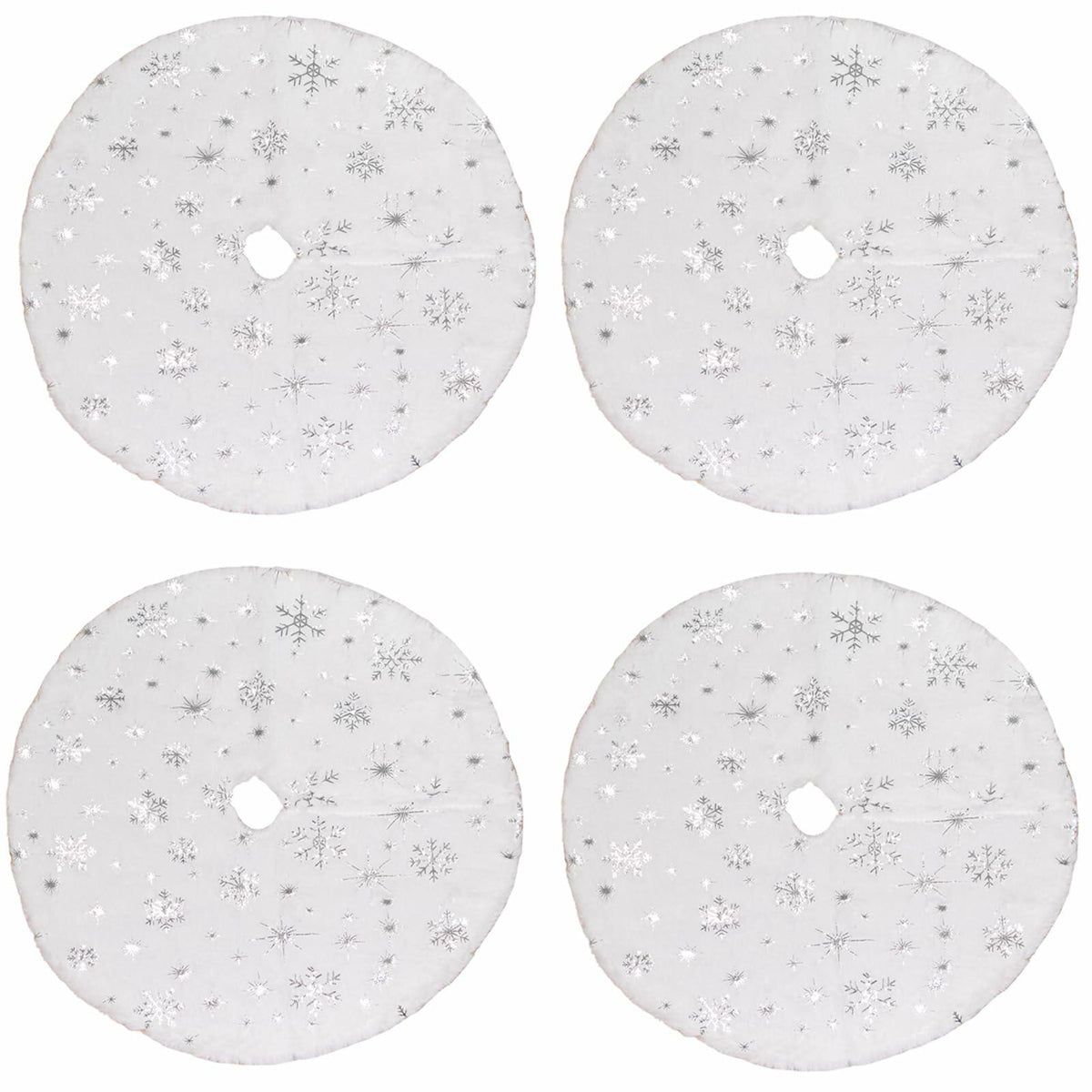 4-Pack Mini Christmas Tree Skirts 15" White Xmas Holiday Decor