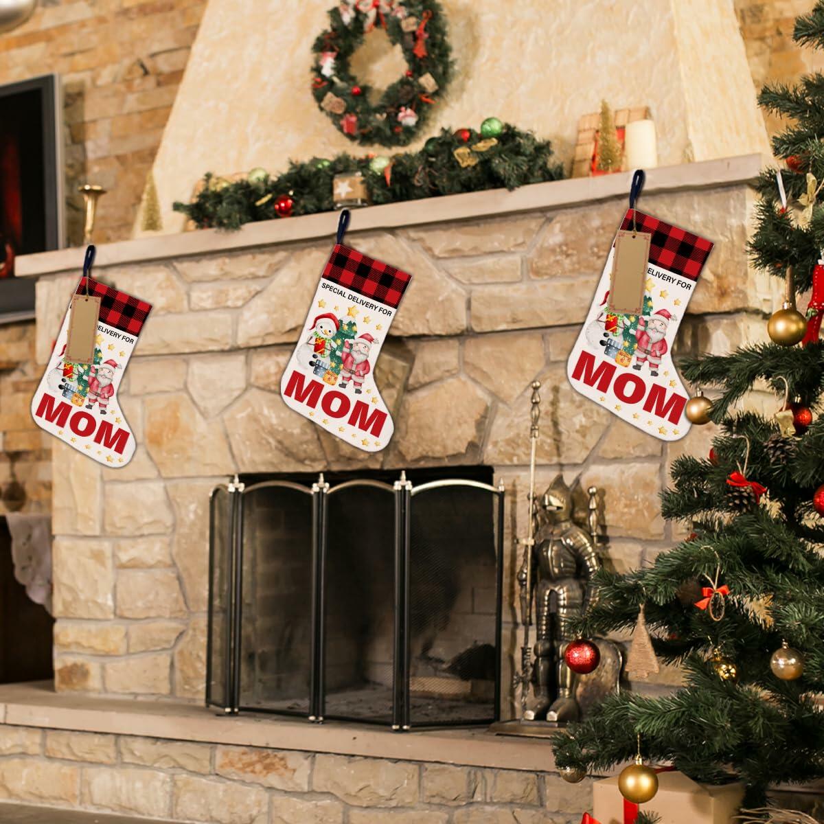 TSUYAWU Mom Christmas Stocking Snowman Xmas Decoration 18x12 Inch