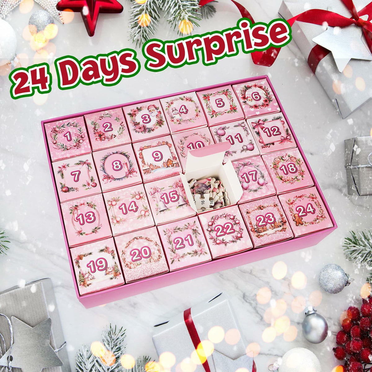 1008 Pc Pink Gnome Advent Calendar Puzzle 2025 24-Day Countdown