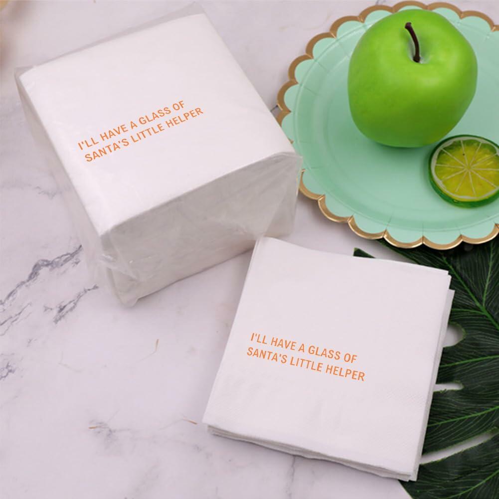 [Like New] VOWFOO Funny Christmas Cocktail Napkins 100pcs Holiday New Years Eve