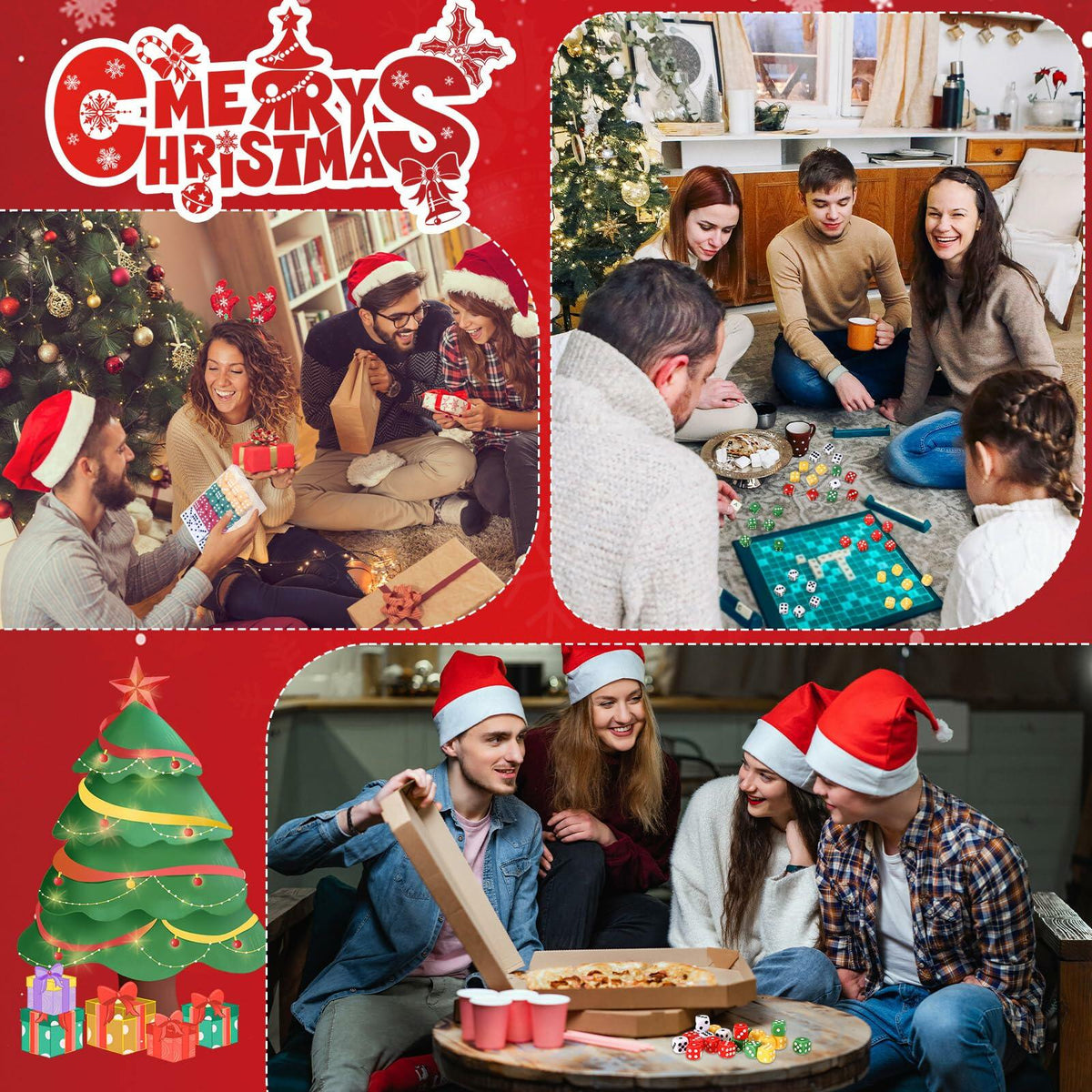 [Like New] Shappy Christmas Party Dice Game Set 4 Sets 4 Colored Dice Storage Box 4 Players