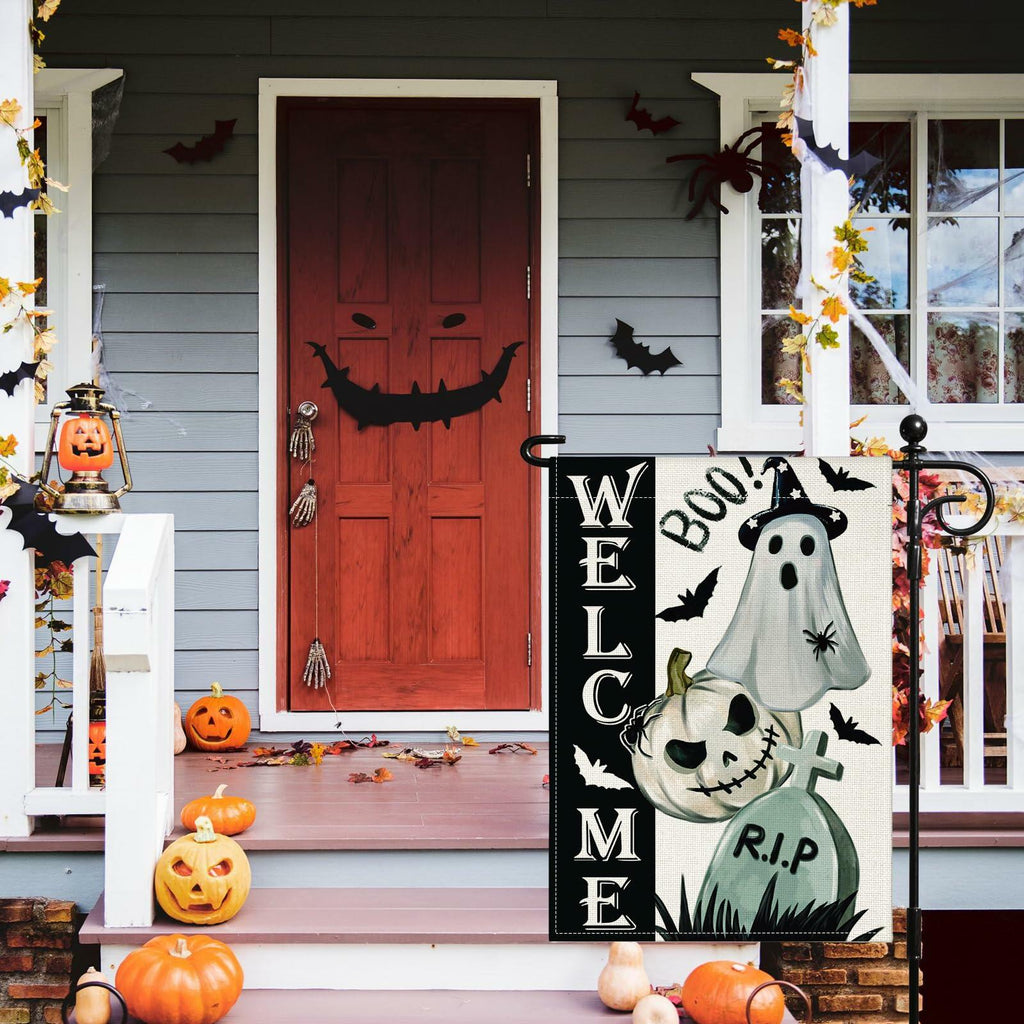 Artscope Halloween Ghost Garden Flag 12x18 Inch Double Sided Polyester