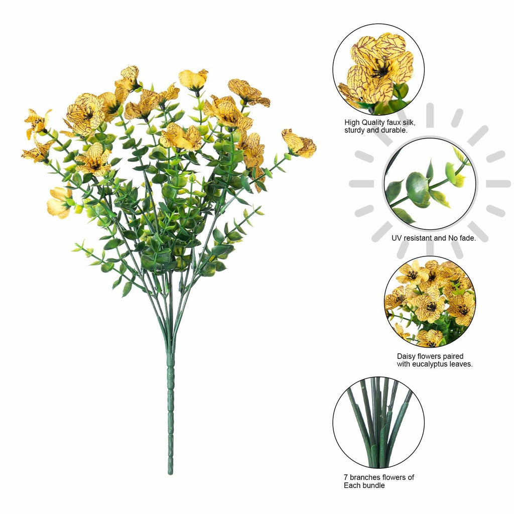 florisso Artificial Fall Mums Outdoor Decoration Orange Yellow 12 Bundles