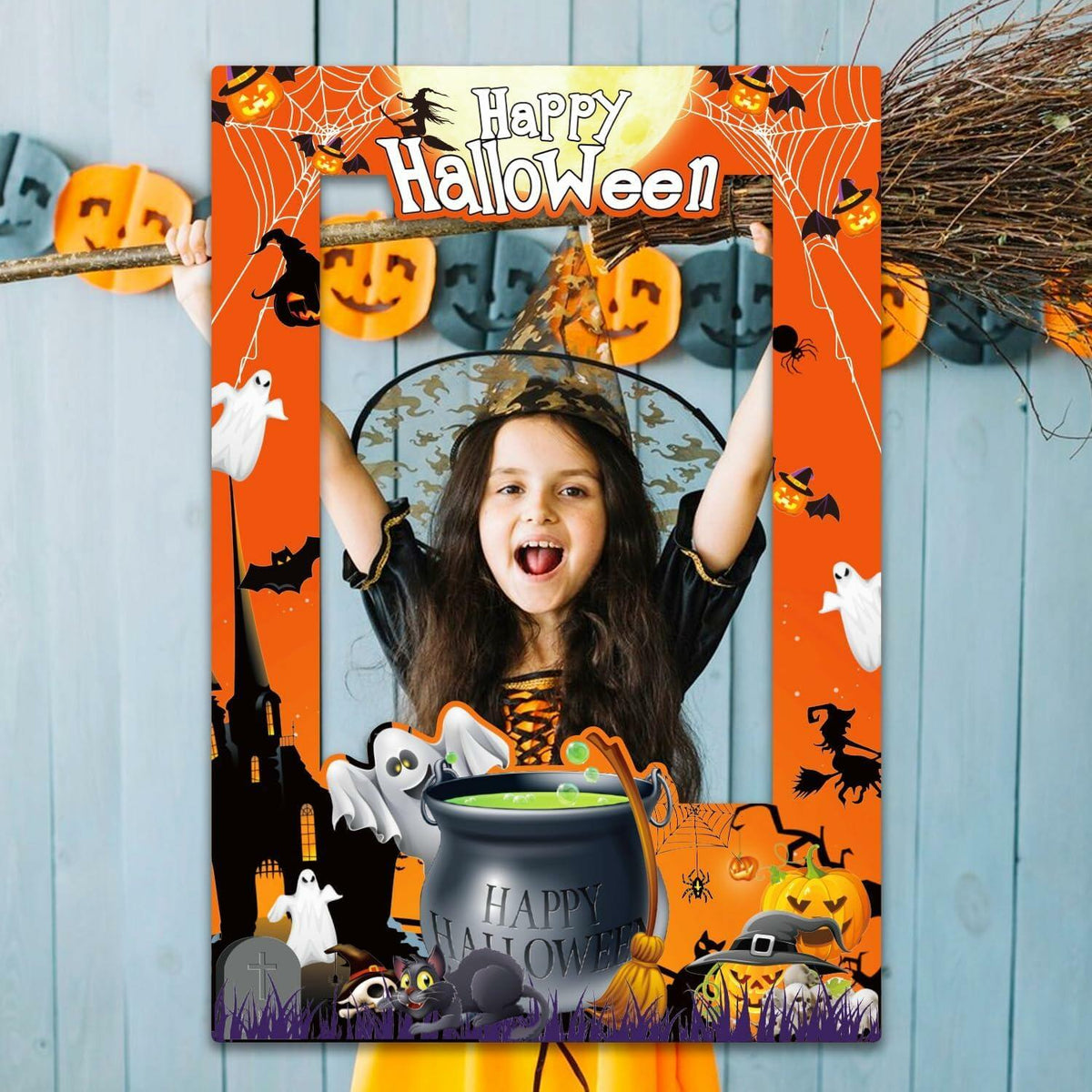 Generic Halloween Photo Booth Props 31 PCS Yellow Cartoon Paper Party