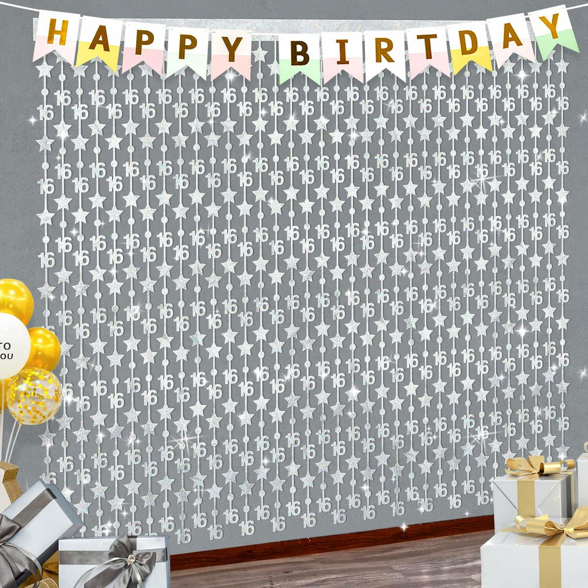 WenmthG 2 Pack Rose Gold 16th Birthday Party Decorations 3.3x6.6ft