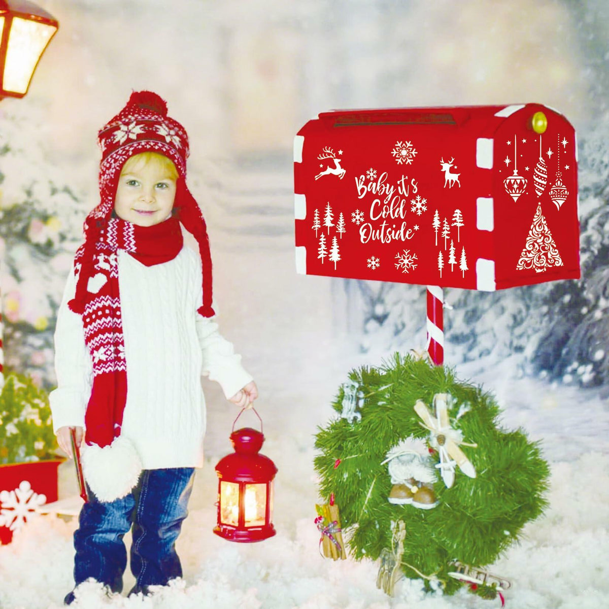 Christmas Craft Stencil Reusable Holiday Winter Painting Wood Glass