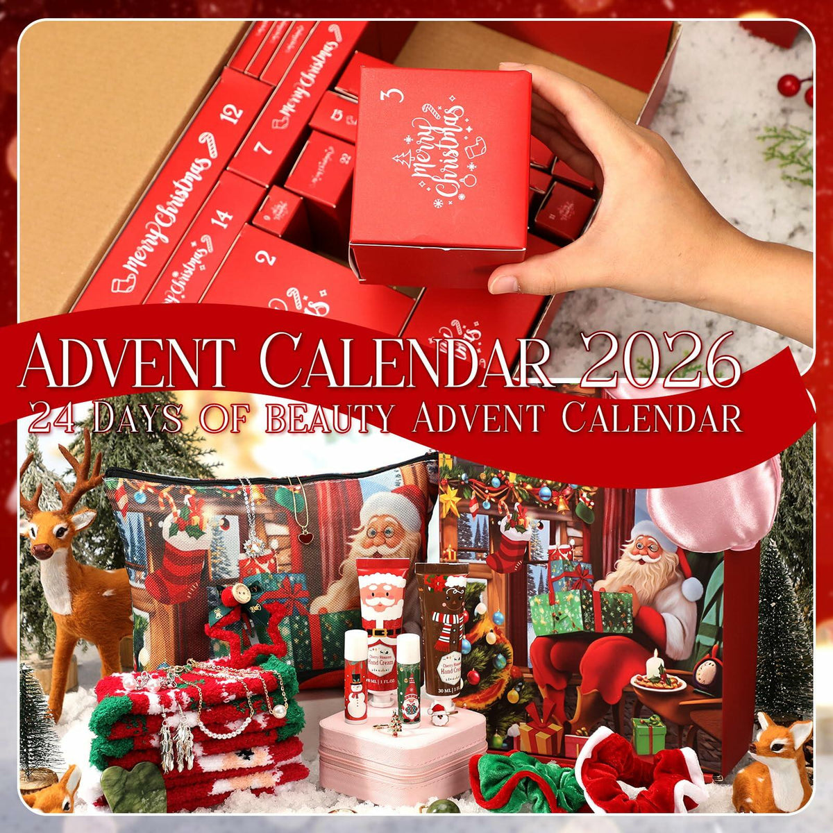Lemosae Beauty Advent Calendar 2025 24 Days Xmas Countdown Gift Set Multicolor