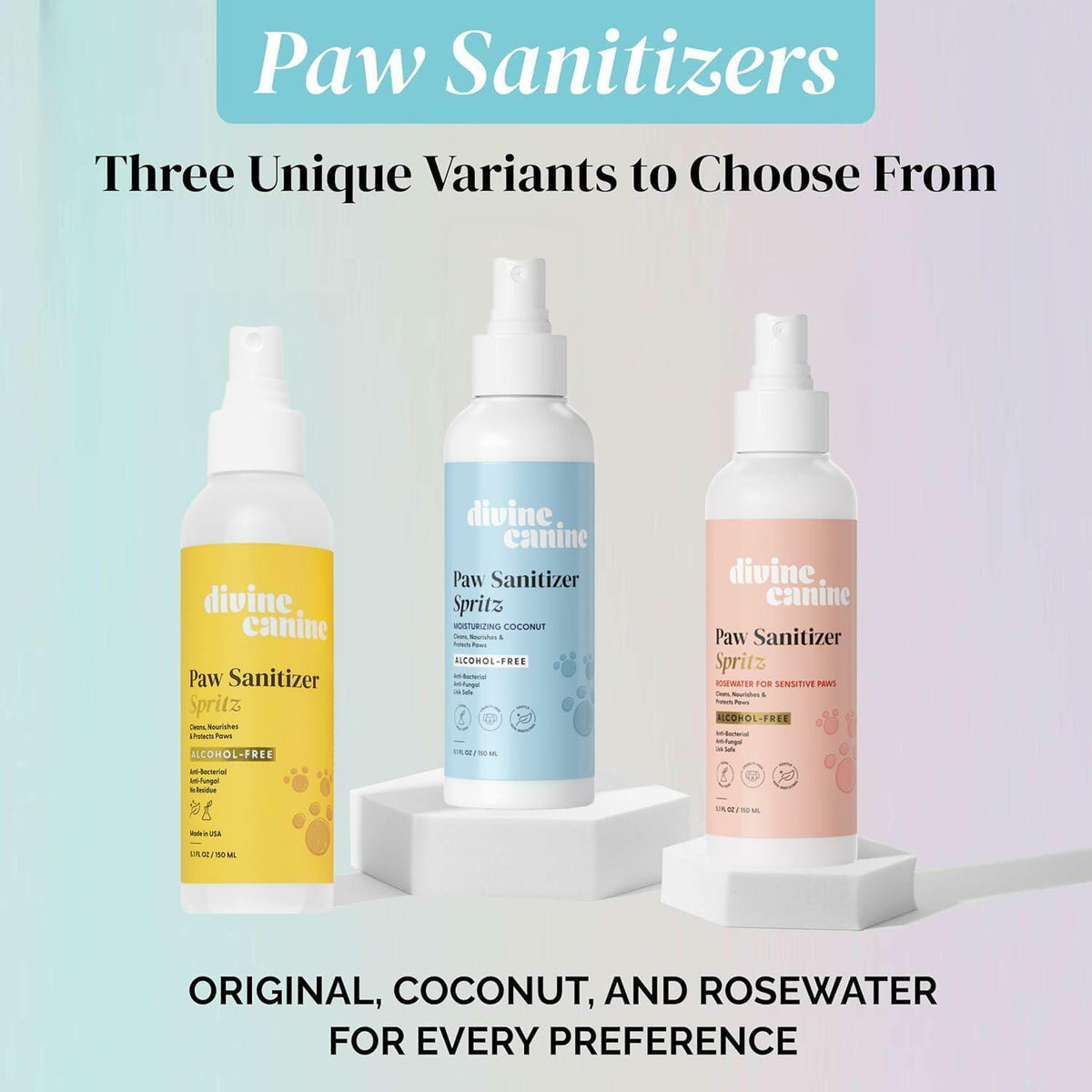 Dog Paw Cleaner Spray 5.1oz Alcohol Free Coconut Aloe Copaiba Lemongrass USA