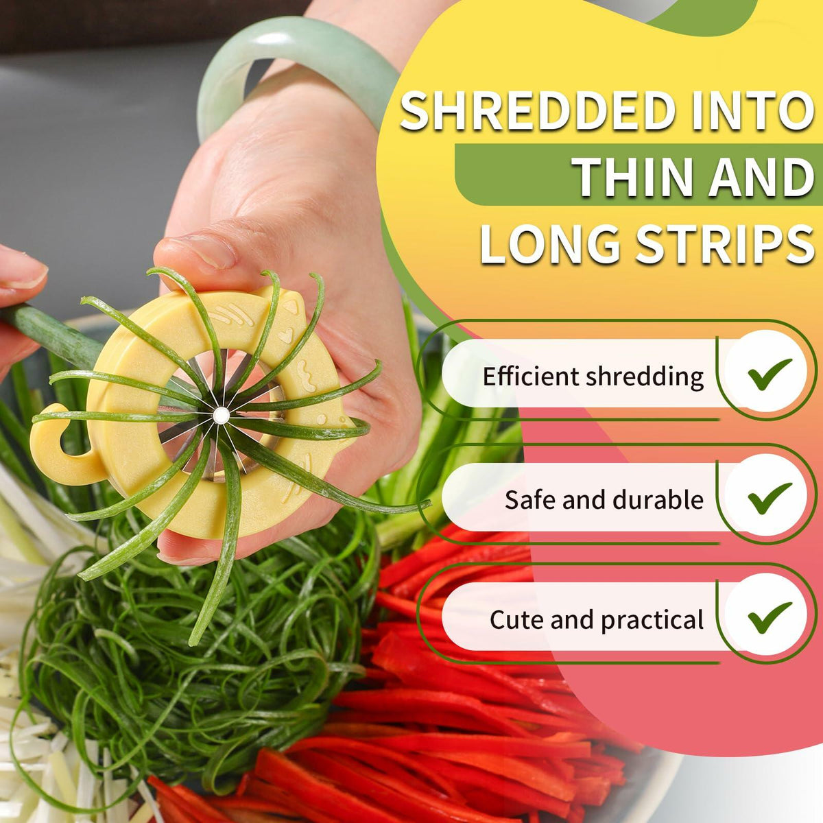 NECOOKS Cute Cat Green Onion Slicer 12 Stainless Steel Blades 1 Pack