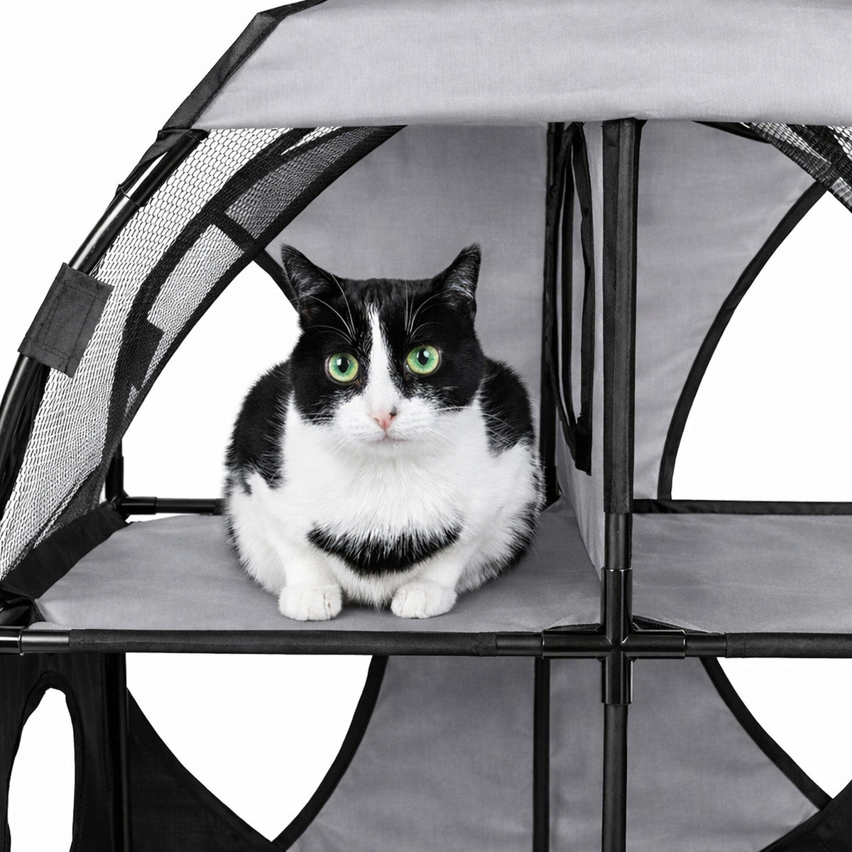 Pet Life ® 'Kitty-Play' Collapsible Travel Interactive Kitty Cat Tree Maze House Lounger Tunnel Lounge