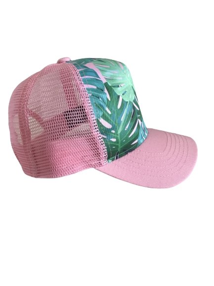 Pink Monstera Trucker Hat