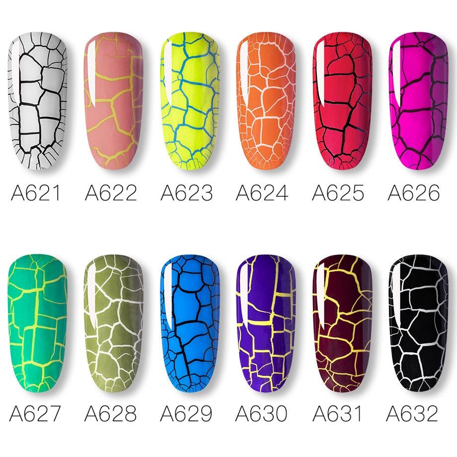 Stylish Women Gel Nail Polish Multi Color Manicure Set UV Led Tehnology Elegant Fashion Design Crack Effect