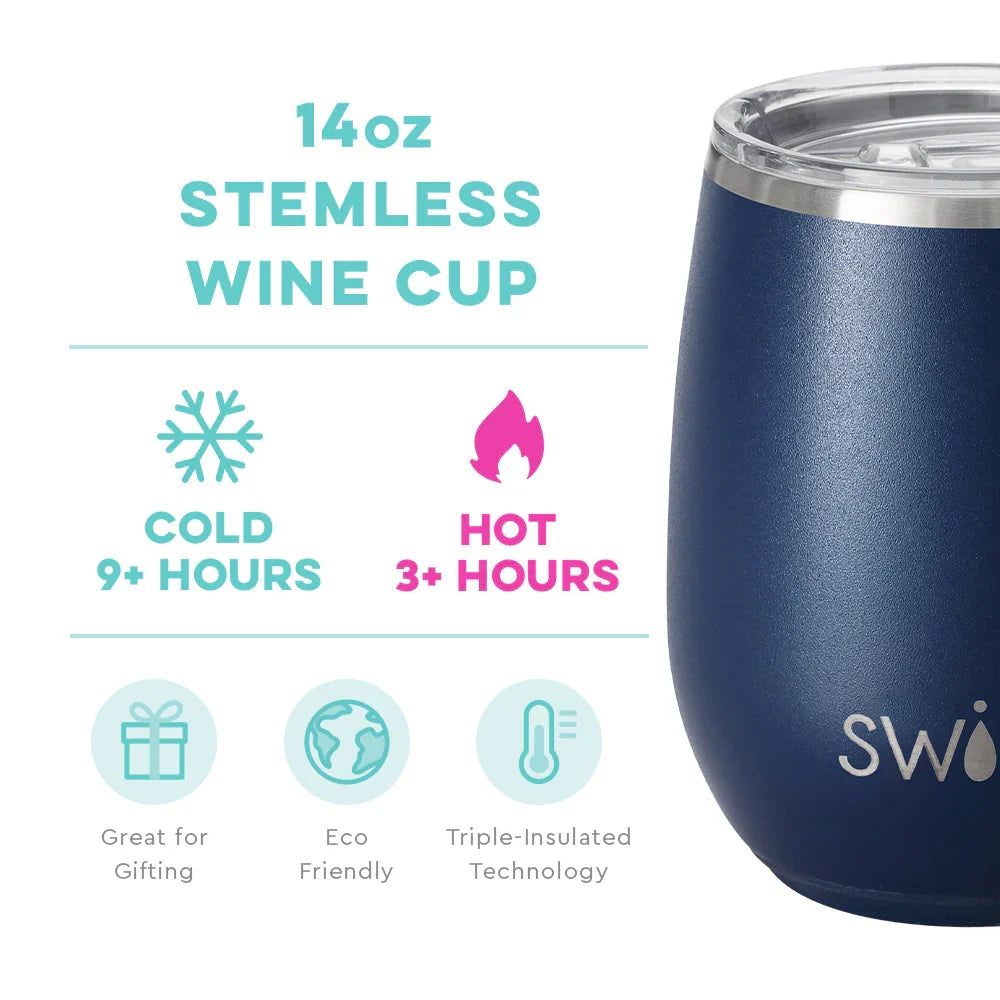 Matte Navy Stemless Wine Cup (14oz)